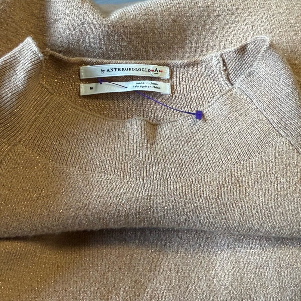 Anthropologie Claudette Ruffled Sleeve Mini
Sweater Dress Camel Brown sz M - Picture 16 of 16